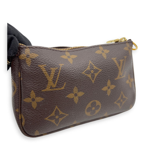 Louis Vuitton Mini Pochette Accessoires Pouch Brown in Monogram Coated Canvas, Gold hardware_3