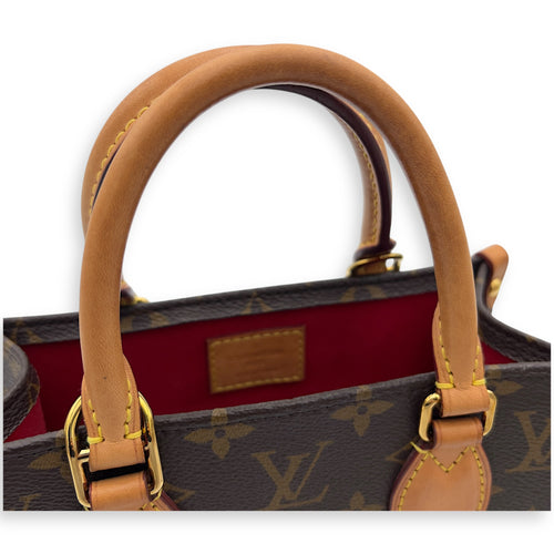 Louis Vuitton Sac Plat Top Handle Bag BB Brown in Monogram Coated Canvas, Gold hardware_9