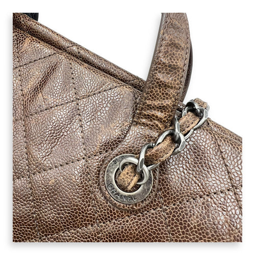 Chanel Two-way Brown Top Handle Bag in Caviar Leather, Ruthenium hardware_8