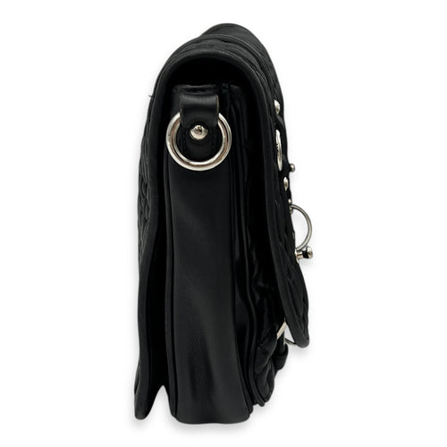 Miu Miu Matelassé Crossbody Bag Black in Calfskin, Silver hardware_4