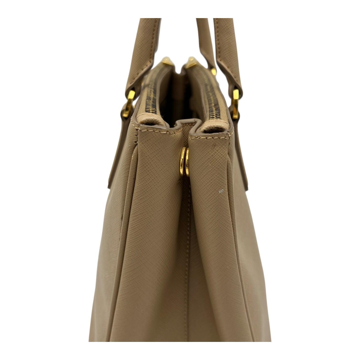 Prada Galleria Top Handle Bag Beige in Saffiano Leather, Gold hardware_7