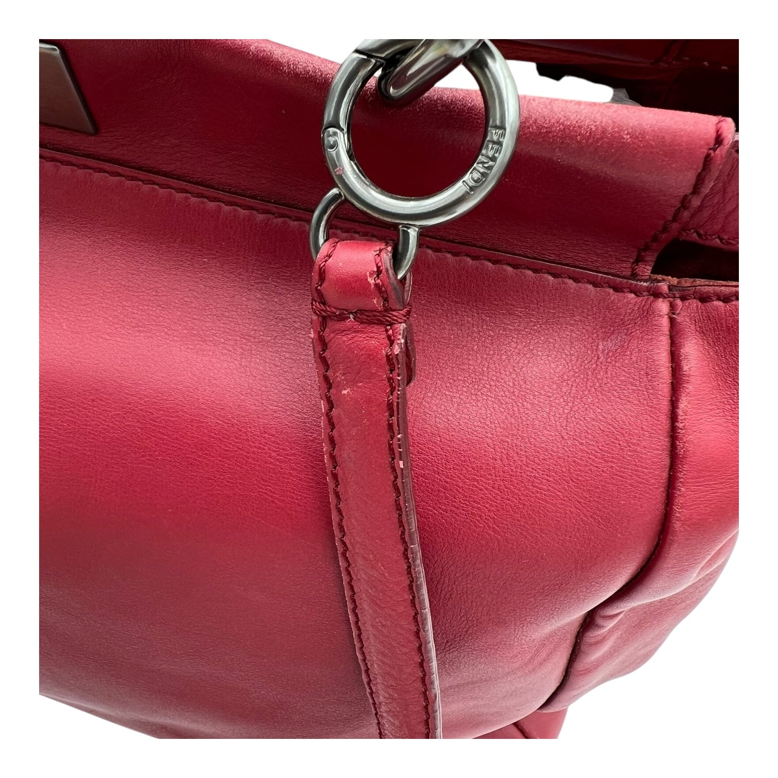 Fendi Peekaboo Top Handle Bag Red in Calfskin, Mixed hardware_11