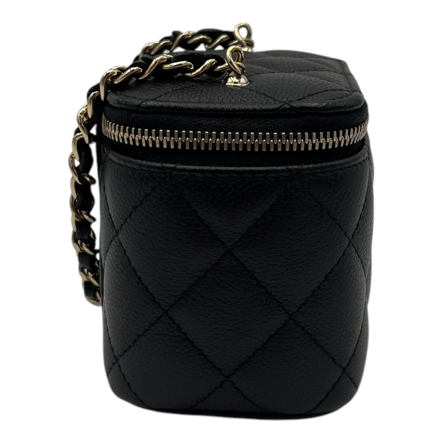 Chanel Vanity Crossbody Bag Black in Caviar Leather, Gold hardware_3