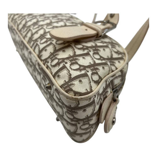 Christian Dior Trotteur Top Handle Bag Beige in Coated Canvas, Silver hardware_9
