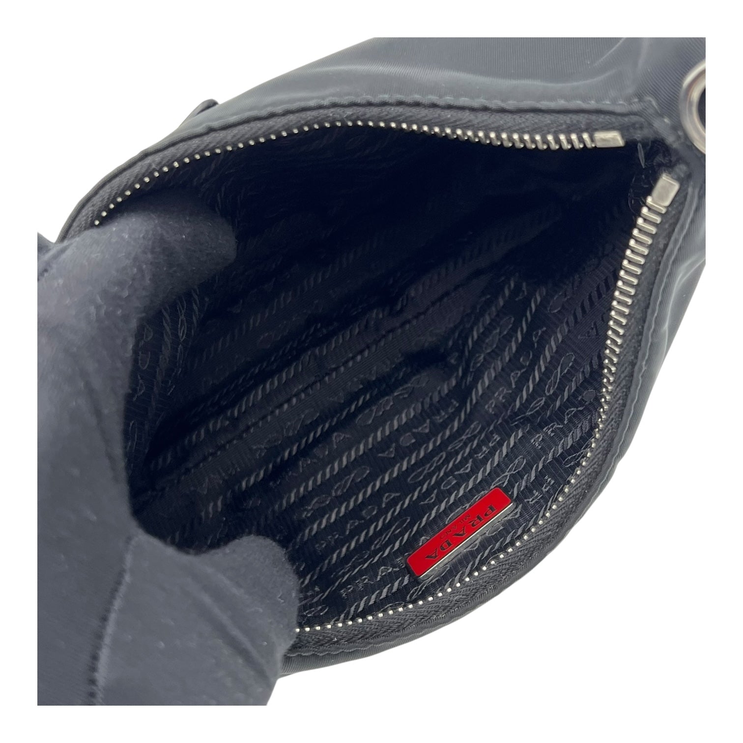Prada Re-Nylon Crossbody Bag Black in Re-Nylon, Silver hardware_7