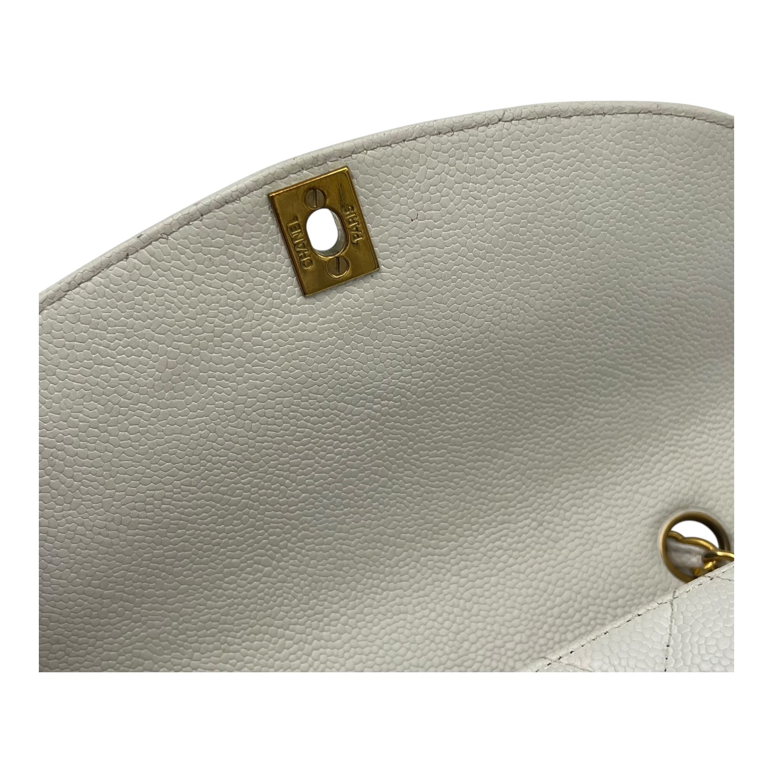 Chanel Diana Shoulder Bag White in Caviar Leather, Gold hardware_7