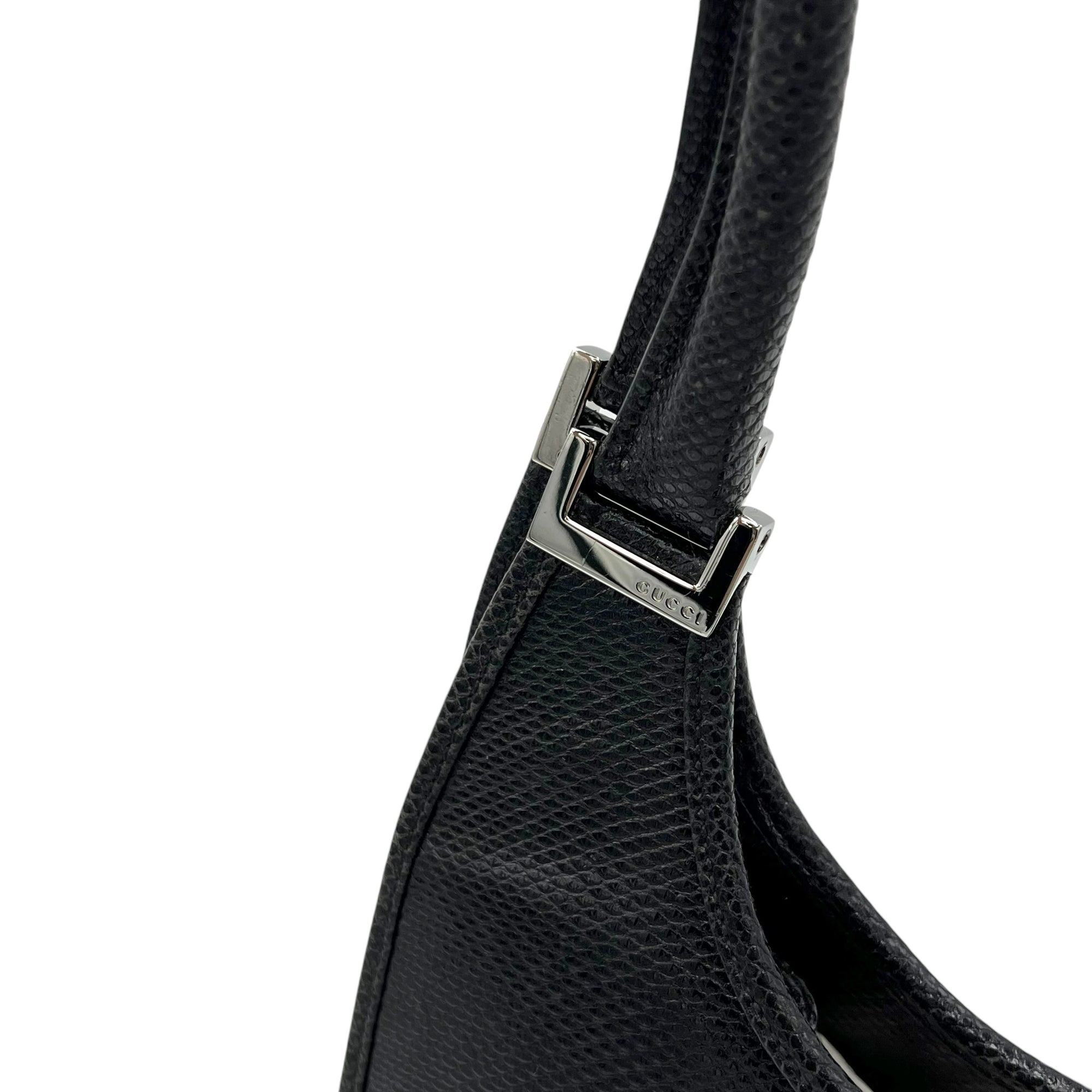 Gucci Jackie 1961 Shoulder Bag Black in Python Embossed Calfskin, Silver hardware_7