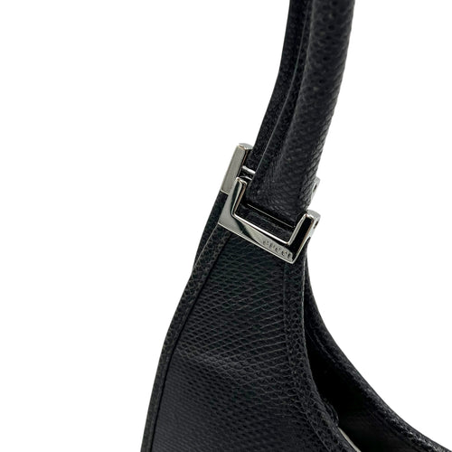 Gucci Jackie 1961 Shoulder Bag Black in Python Embossed Calfskin, Silver hardware_7