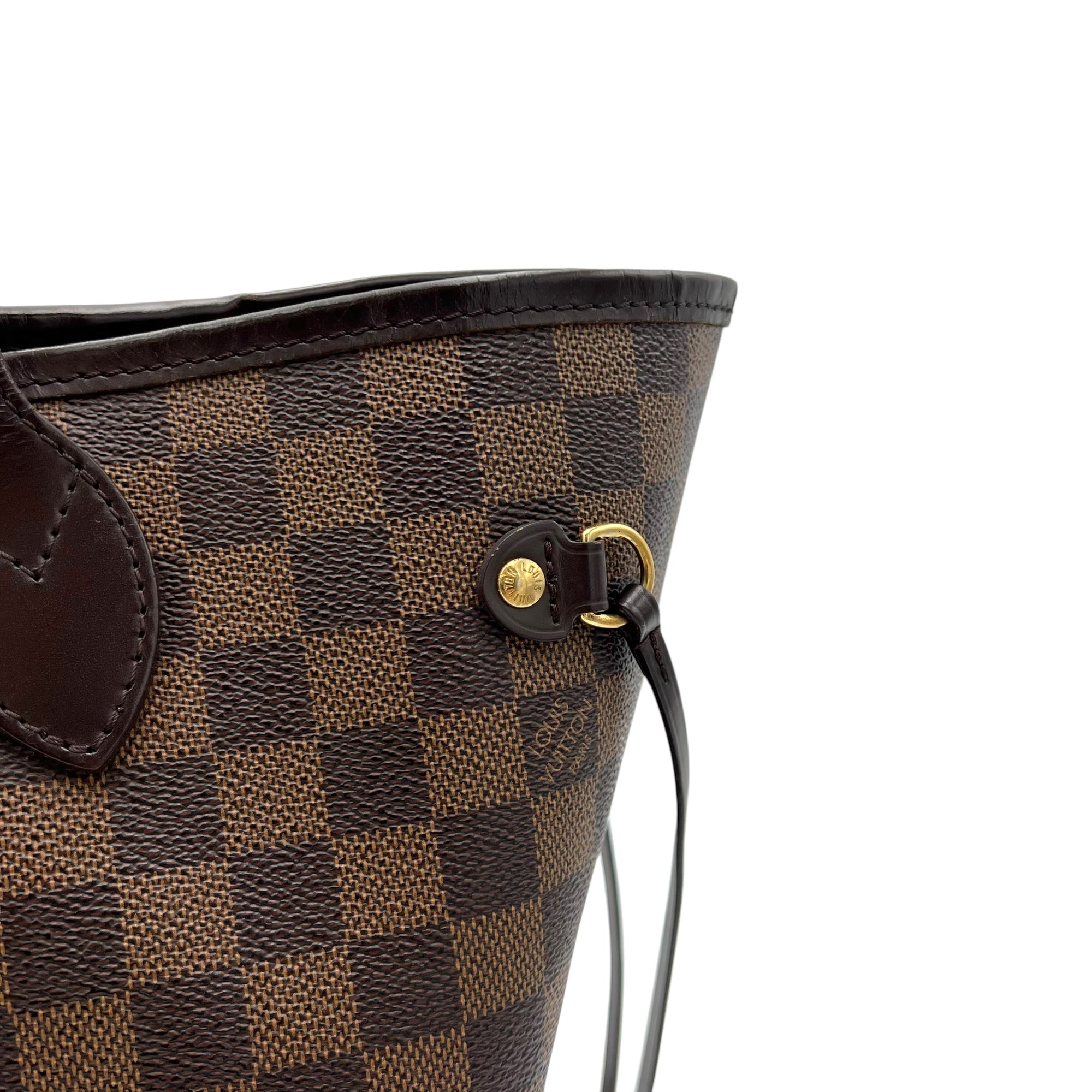 Louis Vuitton Neverfull Tote Bag MM Ebene with Pouch in Coated Canvas, Gold hardware_7