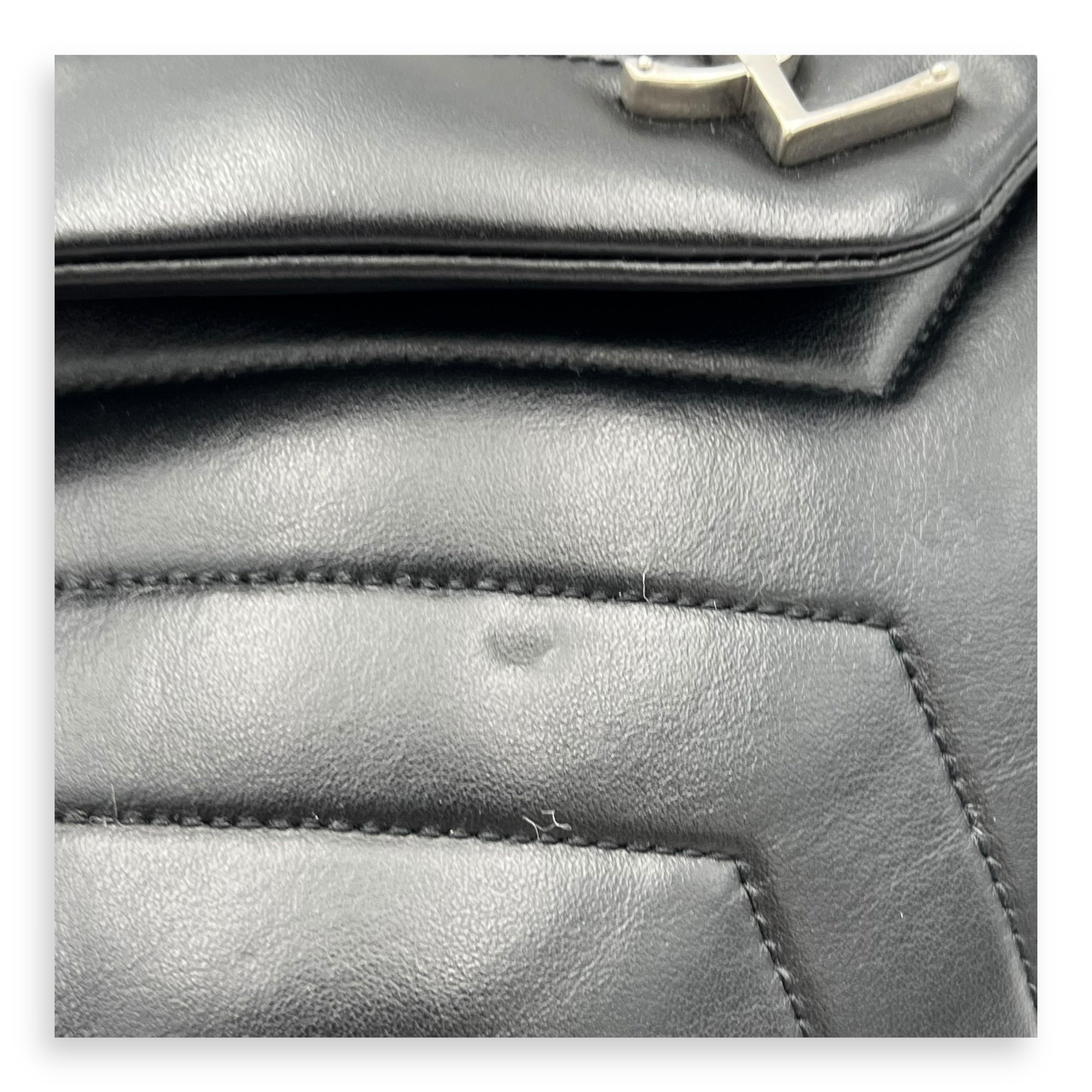 Saint Laurent Loulou Shoulder Bag Small Black in Calfskin, Silver hardware_7