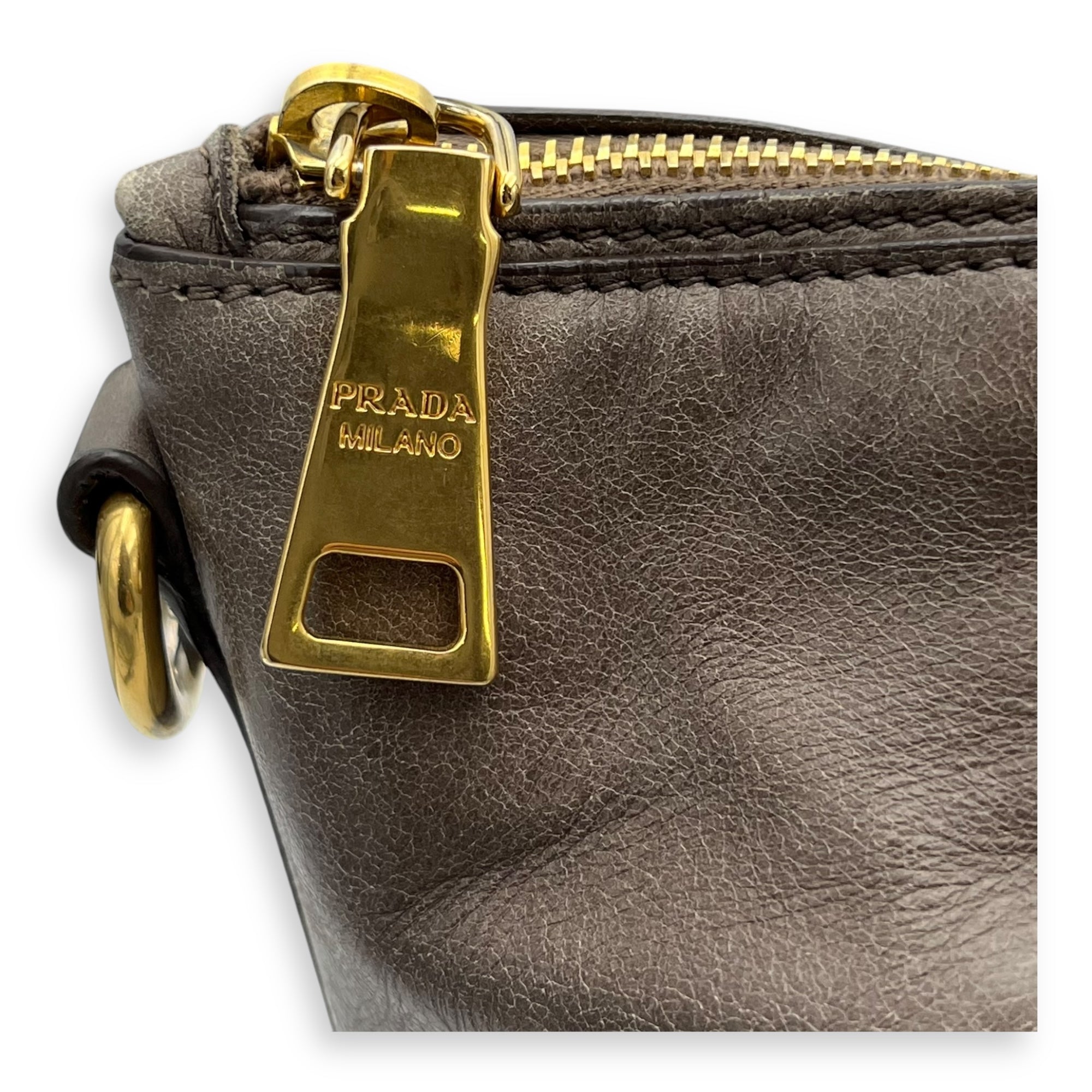 Prada 2 way bag Top Handle Bag Brown in Calfskin, Gold hardware_7
