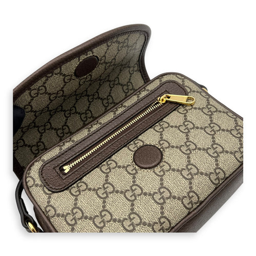 Gucci Ophidia Brown Crossbody Bag in Coated Canvas, Gold hardware_7