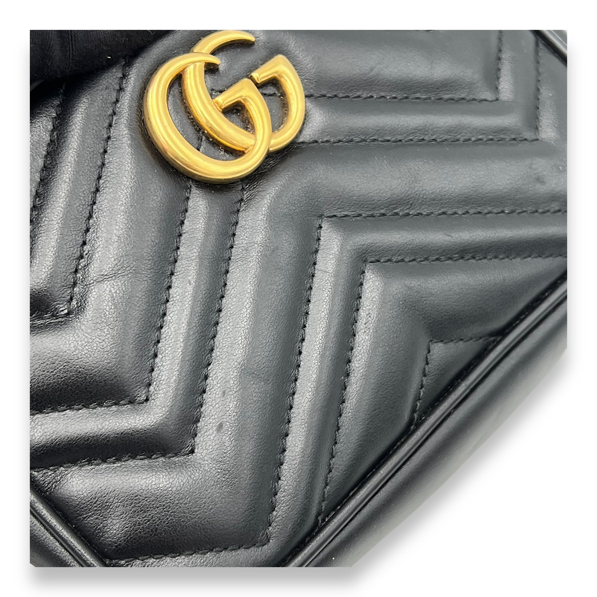 Gucci GG Marmont Crossbody Bag Small Black in Calfskin, Gold hardware_7