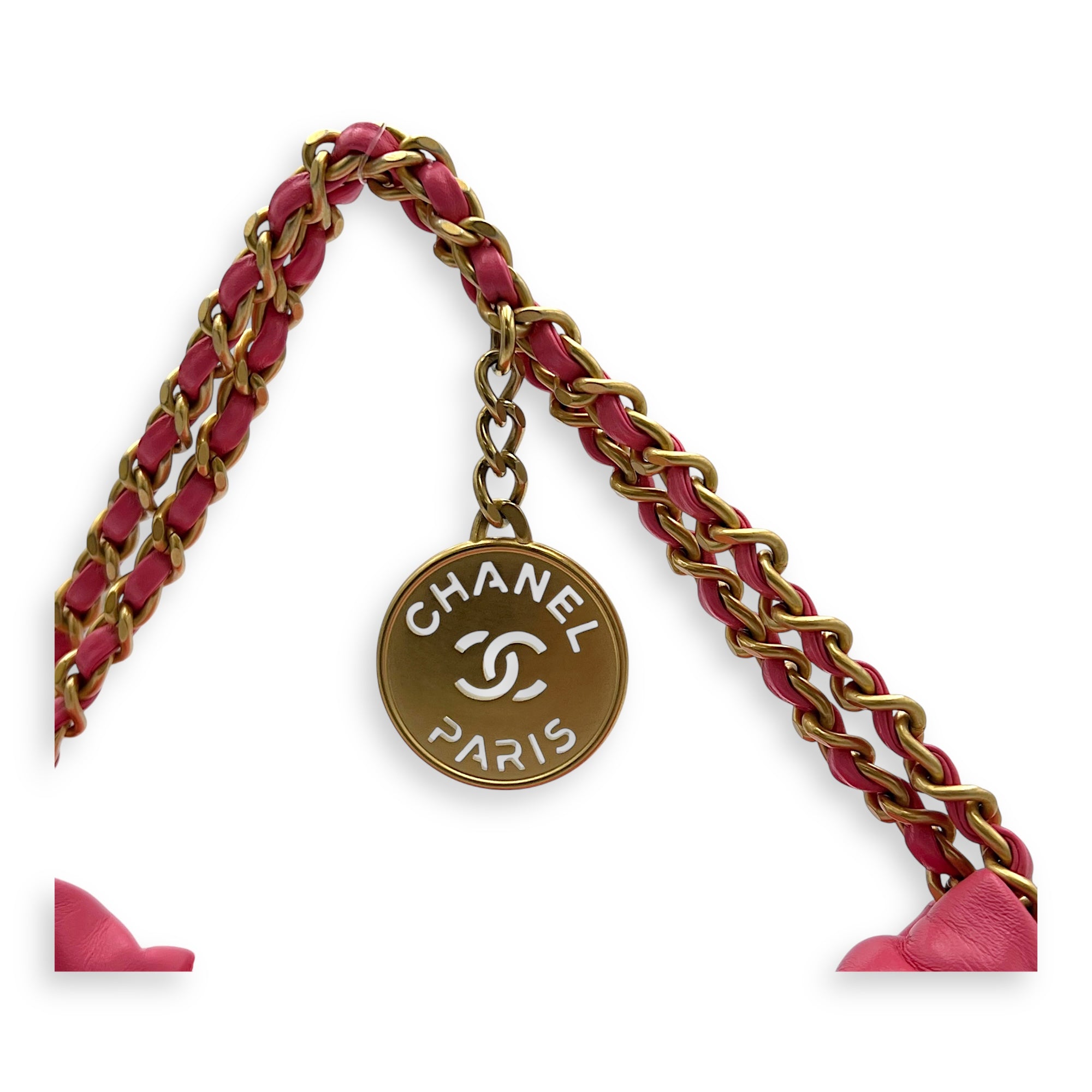 Chanel 22 Tote Crossbody Bag Mini Pink in Calfskin, Gold hardware_7