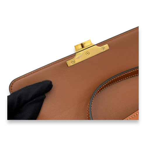 Celine Triomphe Shoulder Bag Brown in Calfskin, Gold hardware_7