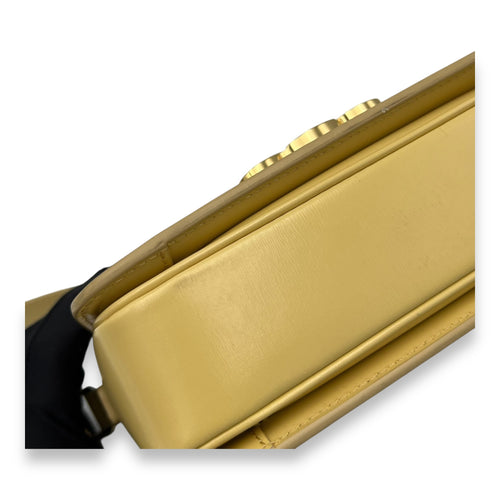 Celine Triomphe Crossbody Bag Teen Yellow in Calfskin, Gold hardware_7