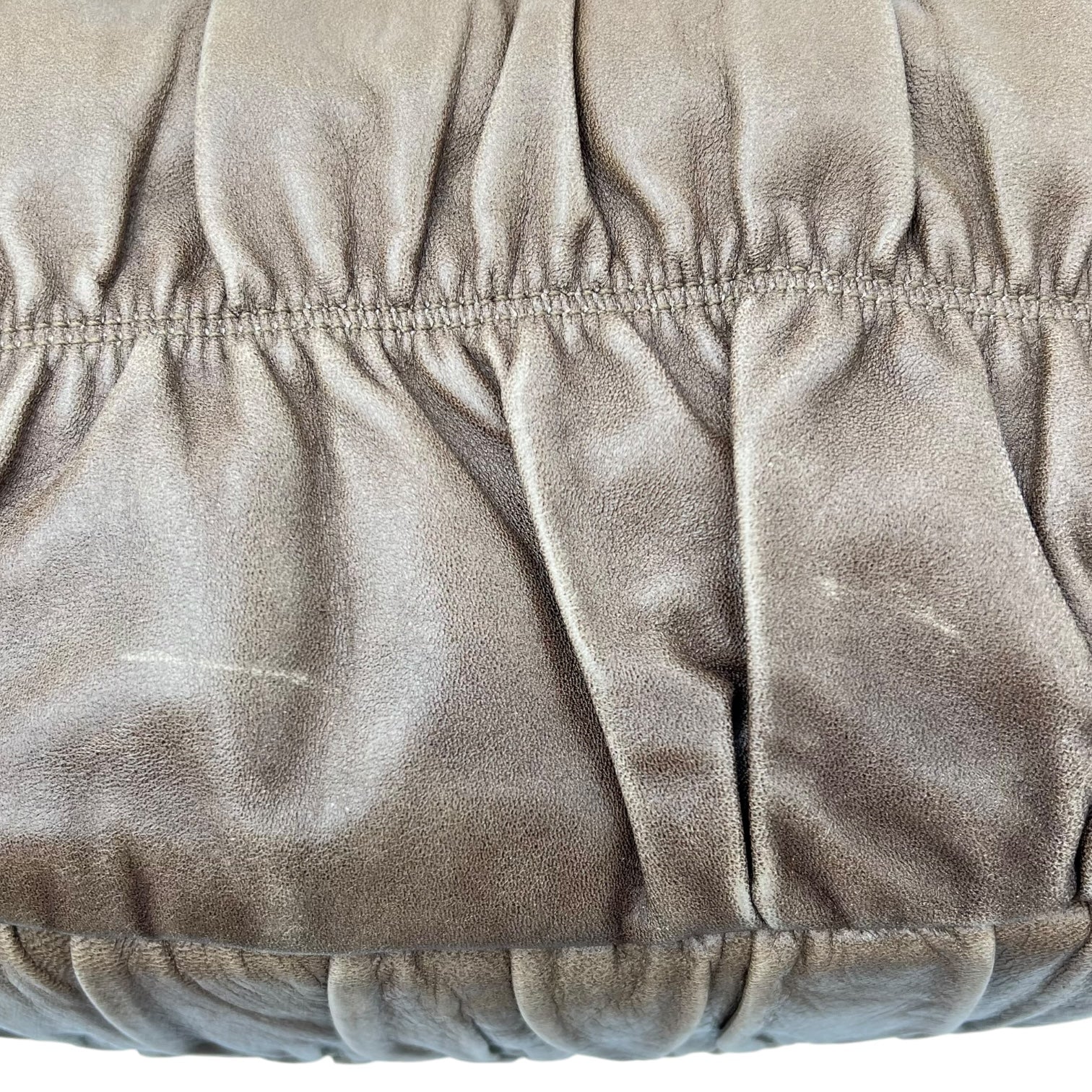 Prada Gaufre Top Handle Bag Brown in Calfskin, Silver hardware_7