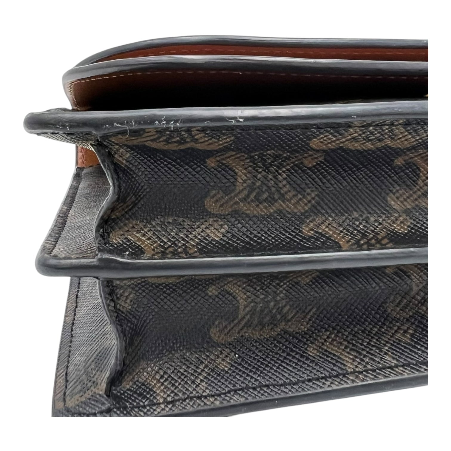 Celine Triomphe Shoulder Bag Brown in Coated Canvas, Gold hardware_7
