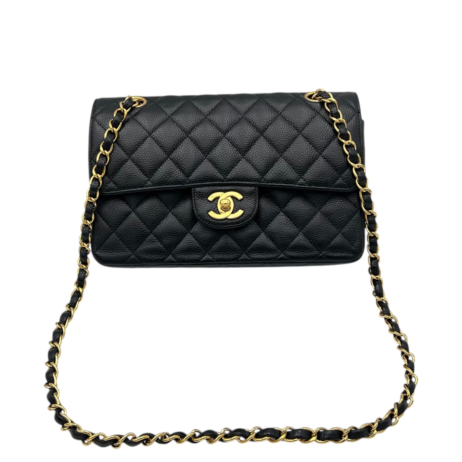 Chanel Classic Shoulder Bag Black in Caviar Leather, Gold hardware_7