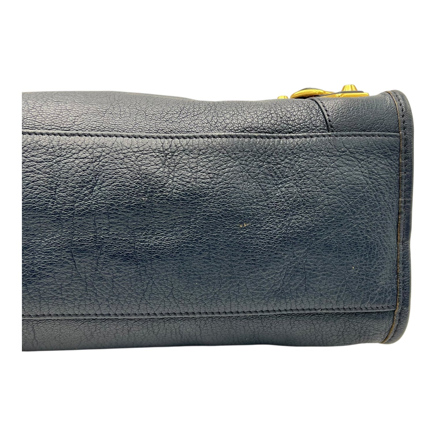 Balenciaga City Top Handle Bag Blue in Distressed Leather, Gold hardware_7