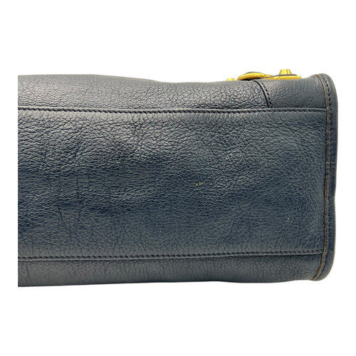 Balenciaga City Top Handle Bag Blue in Distressed Leather, Gold hardware_7