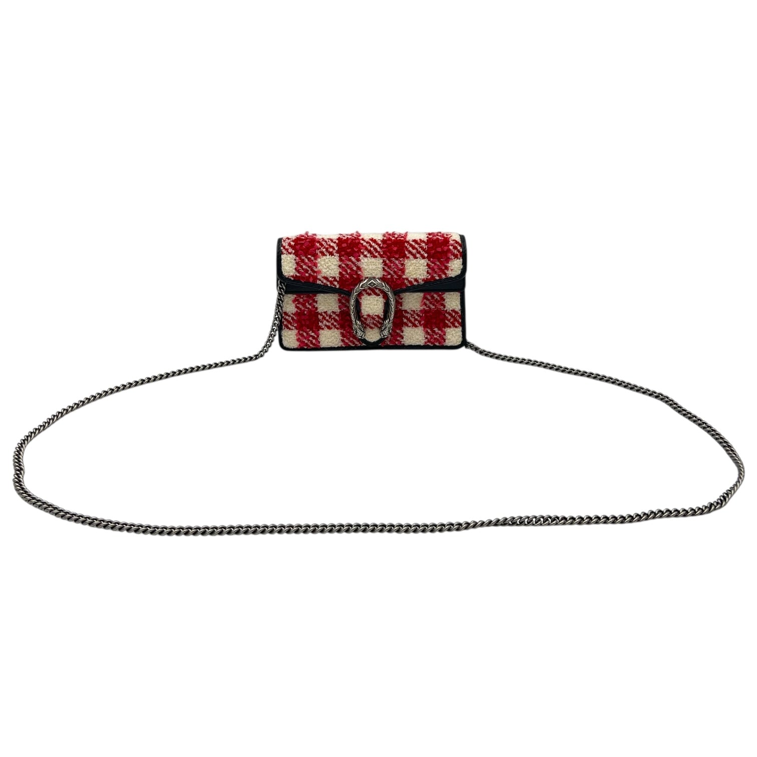 Gucci Dionysus Super Mini Red Crossbody Bag in Tweed, Ruthenium hardware_7