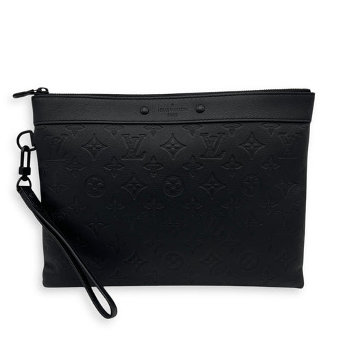 Louis Vuitton Logo Pouch Black in Calfskin, Lacquered Metal hardware_8