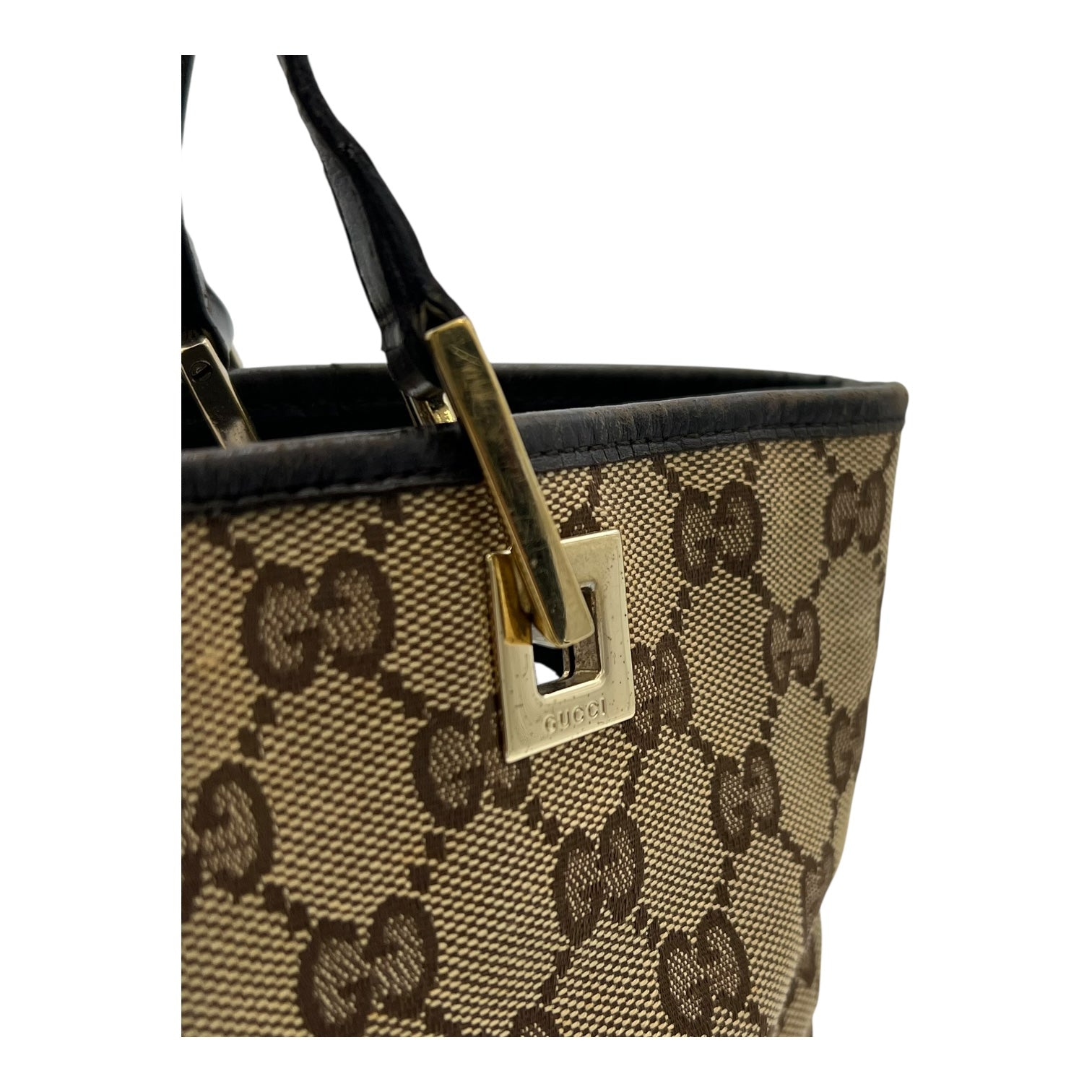 Gucci GG Brown Tote Bag in Canvas, Gold hardware_7
