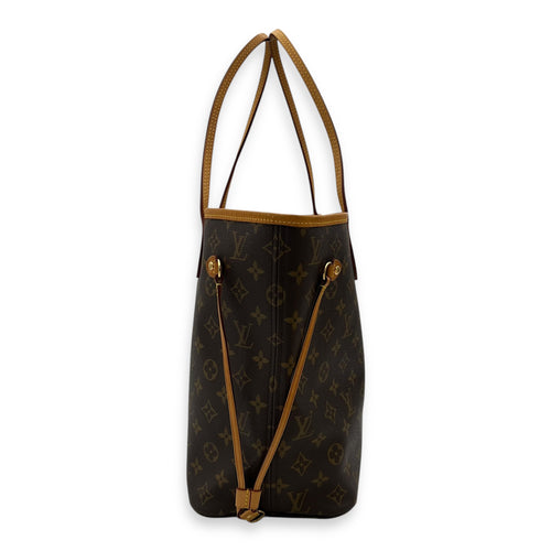 Louis Vuitton Neverfull MM Brown Tote Bag in Coated Canvas, Gold hardware_3