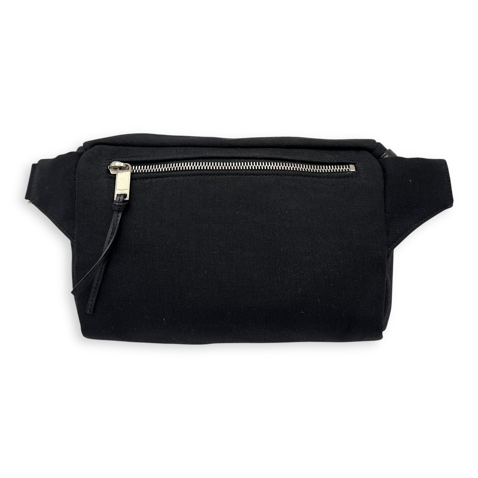 Saint Laurent City Belt Bag Black in Canvas, Silver hardware_2