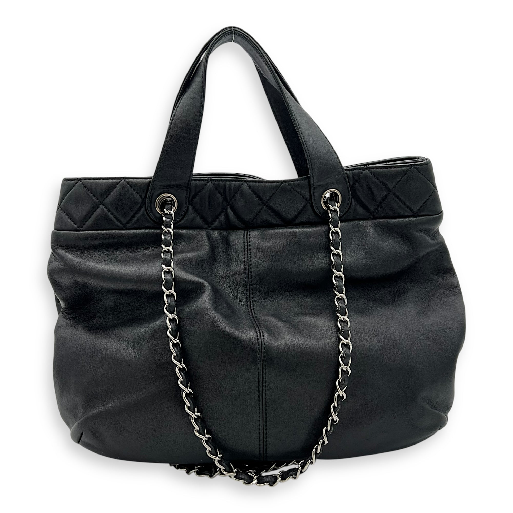 Chanel CC Tote Bag Black in Lambskin, Silver hardware_2