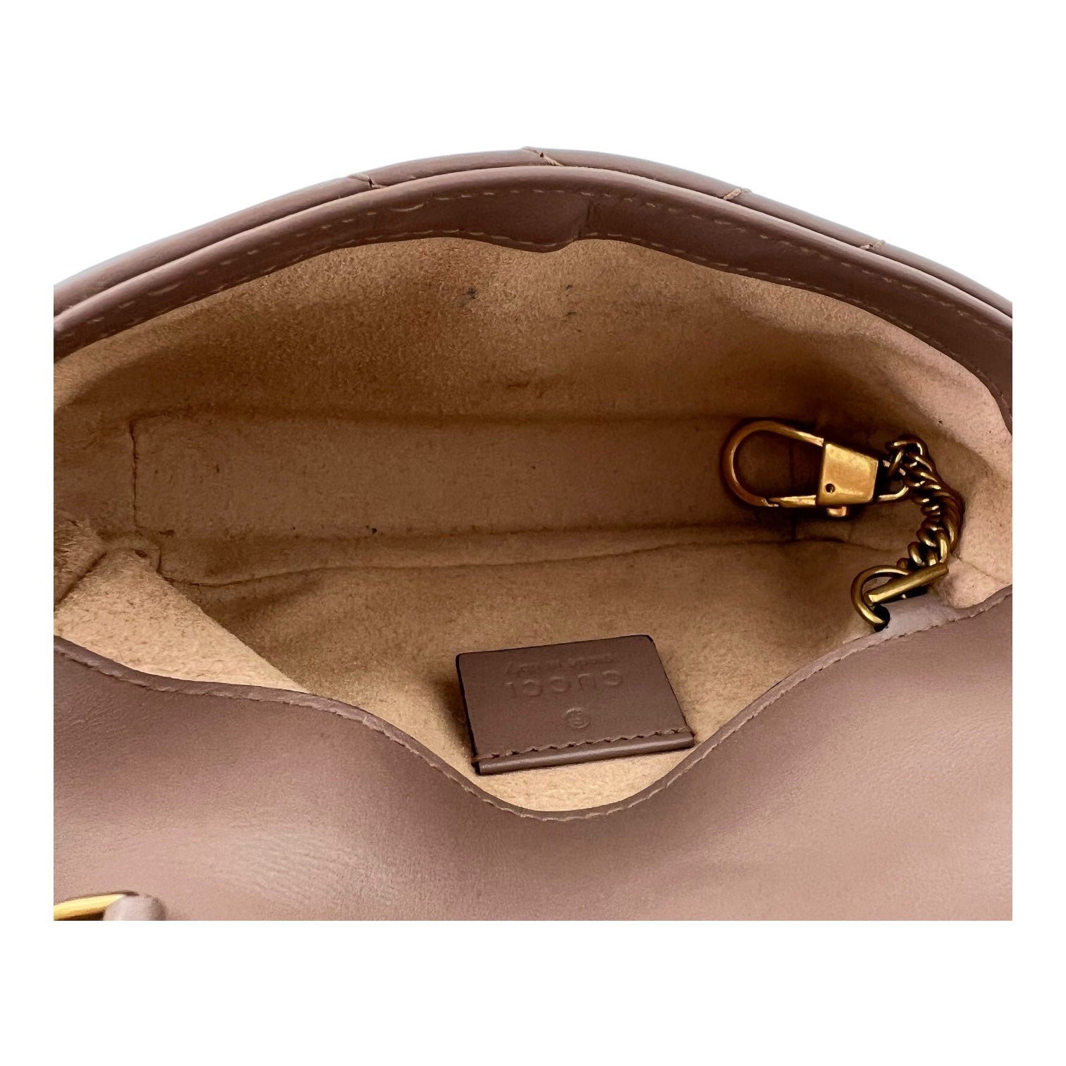 Gucci GG Marmont Shoulder Bag Beige in Calfskin, Gold hardware_6
