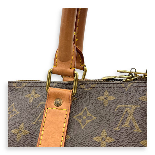 Louis Vuitton Keepall Top Handle Bag 55 Brown in Monogram Coated Canvas, Gold hardware_7