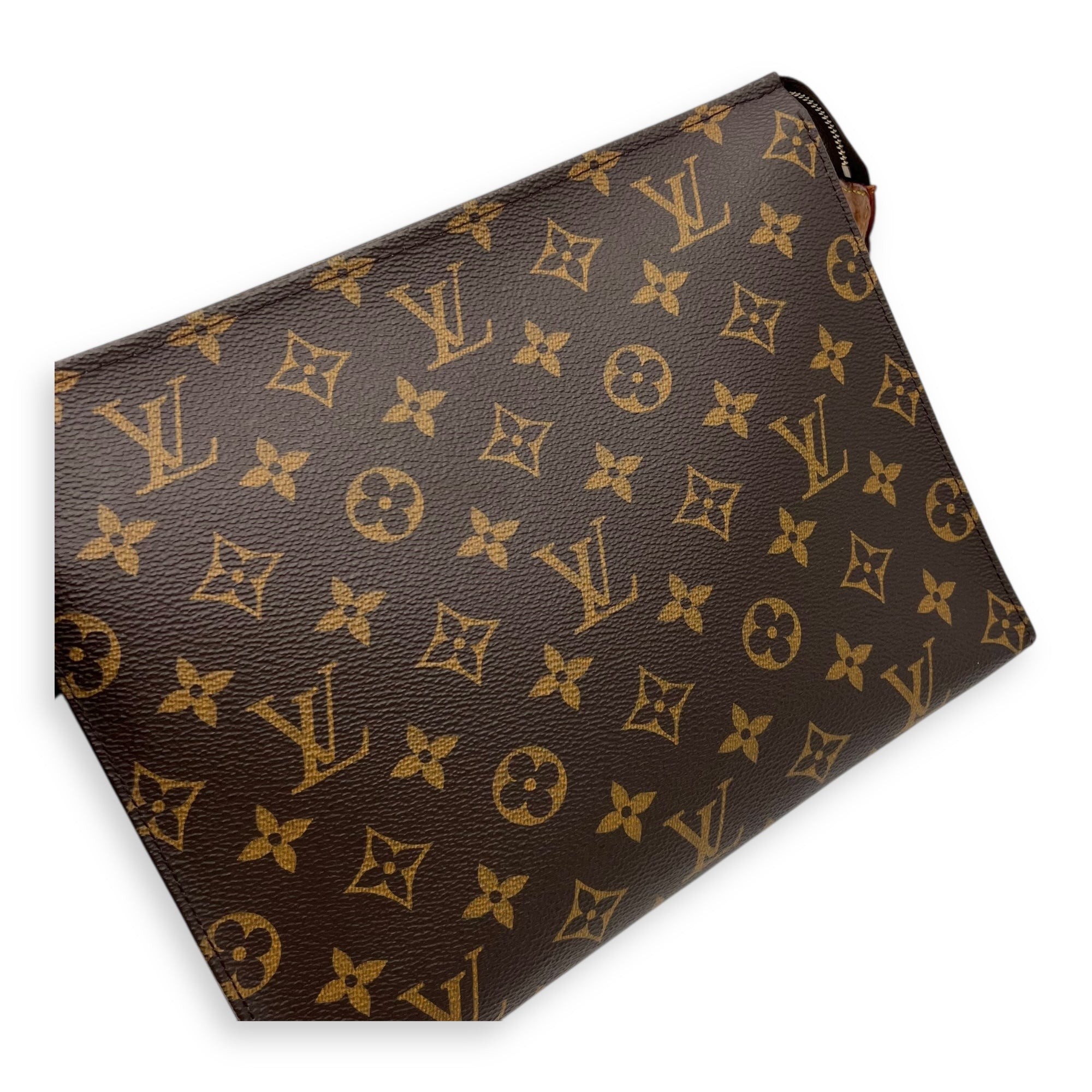 Louis Vuitton Pochette Toilette Brown Clutch in Coated Canvas, Gold hardware_7