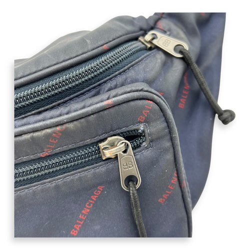 Balenciaga Logo Belt Bag Black in Nylon, Silver hardware_7