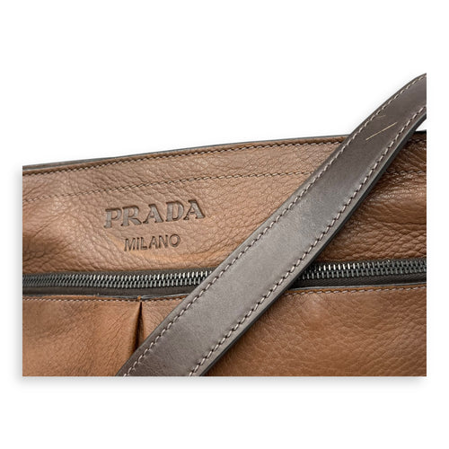 Prada Cervo Crossbody Bag Medium Brown in Calfskin, Silver hardware_7