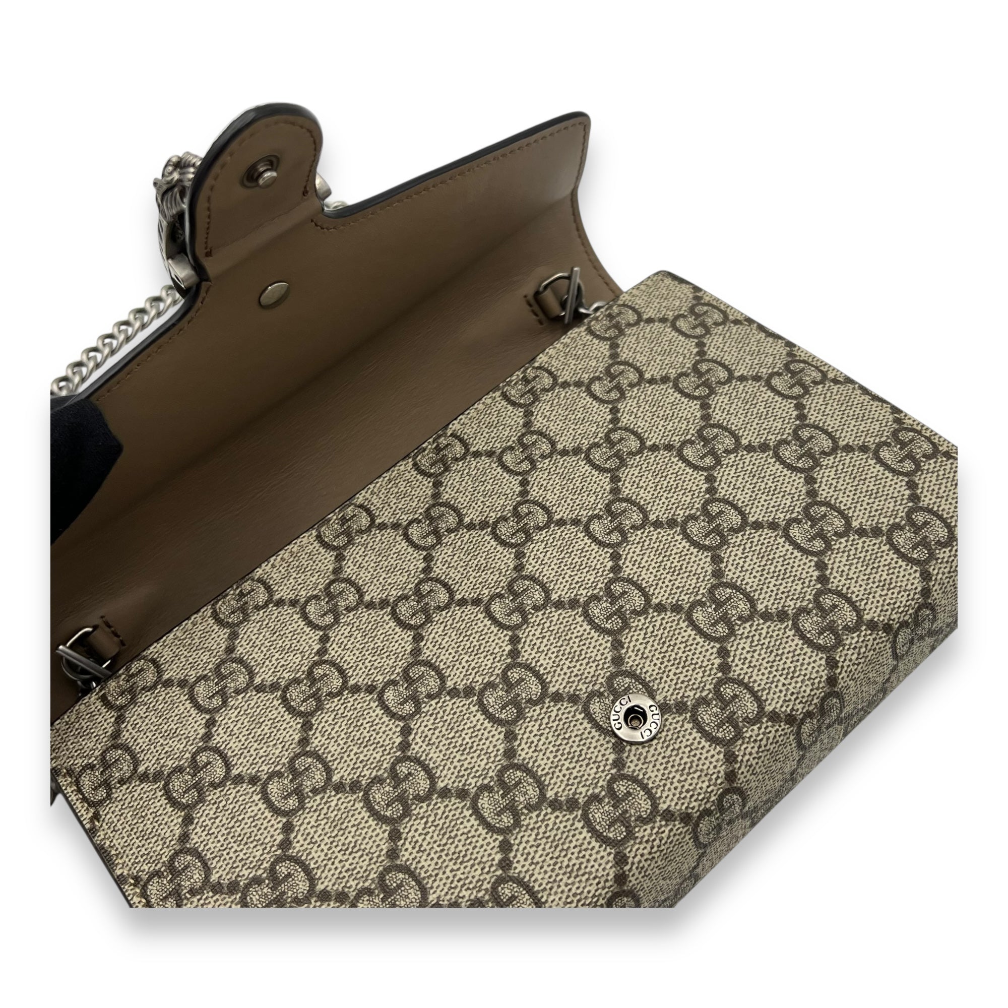 Gucci Dionysus Wallet On Chain Beige in Coated Canvas, Silver hardware_7