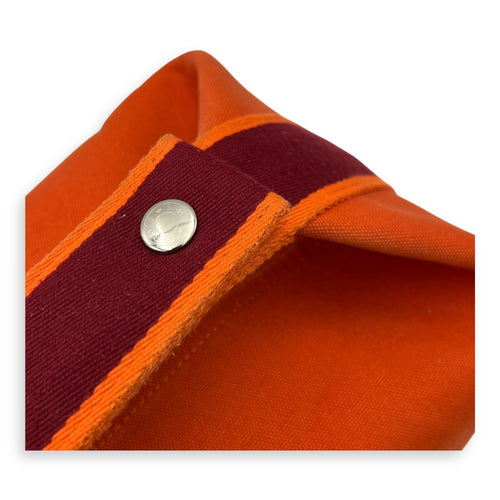 Hermès bride a brac GM Orange Pouch in Canvas, Silver hardware_7