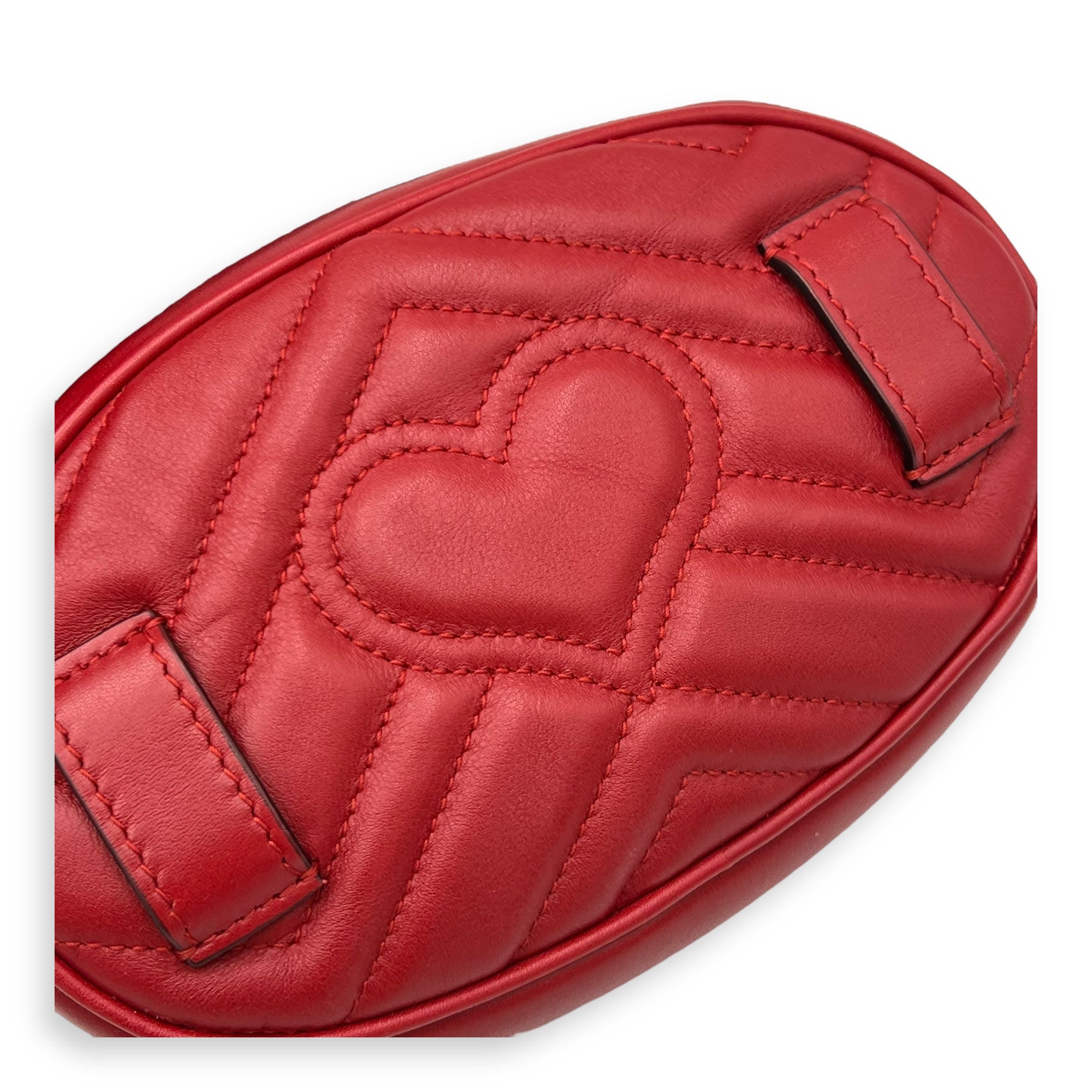 Gucci GG Marmont Belt Bag Red in Calfskin, Gold hardware_7
