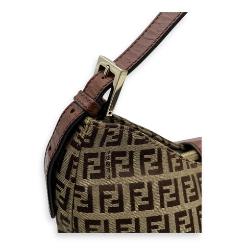 Fendi Vintage FF Shoulder Bag Brown in Jacquard, Gold hardware_7