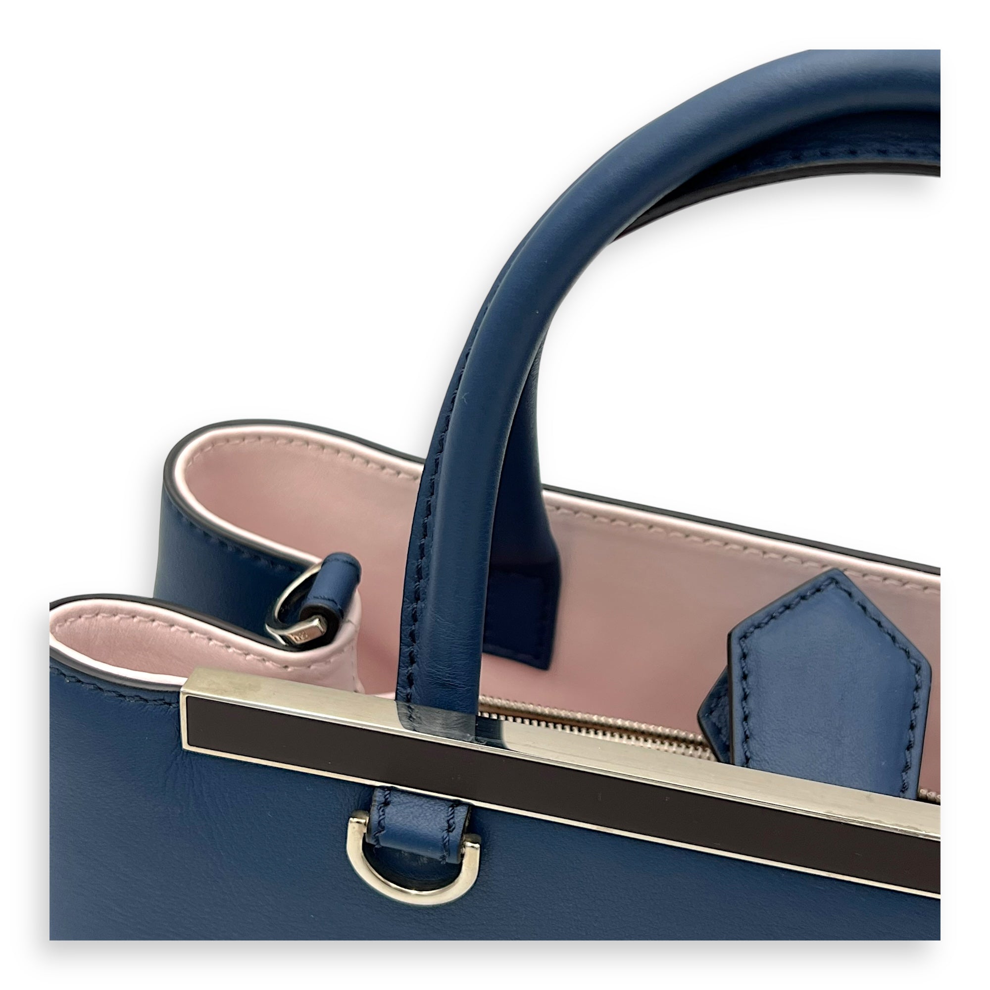 Fendi 2 jours Top Handle Bag Blue in Calfskin, Silver hardware_7