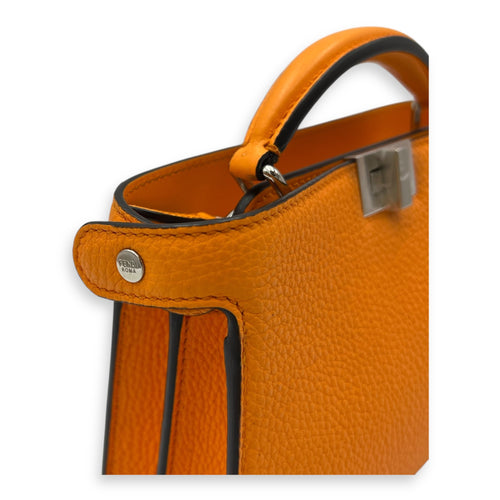 Fendi Peekaboo Iseeu XCross Small Orange Crossbody Bag in Calfskin, Silver hardware_7