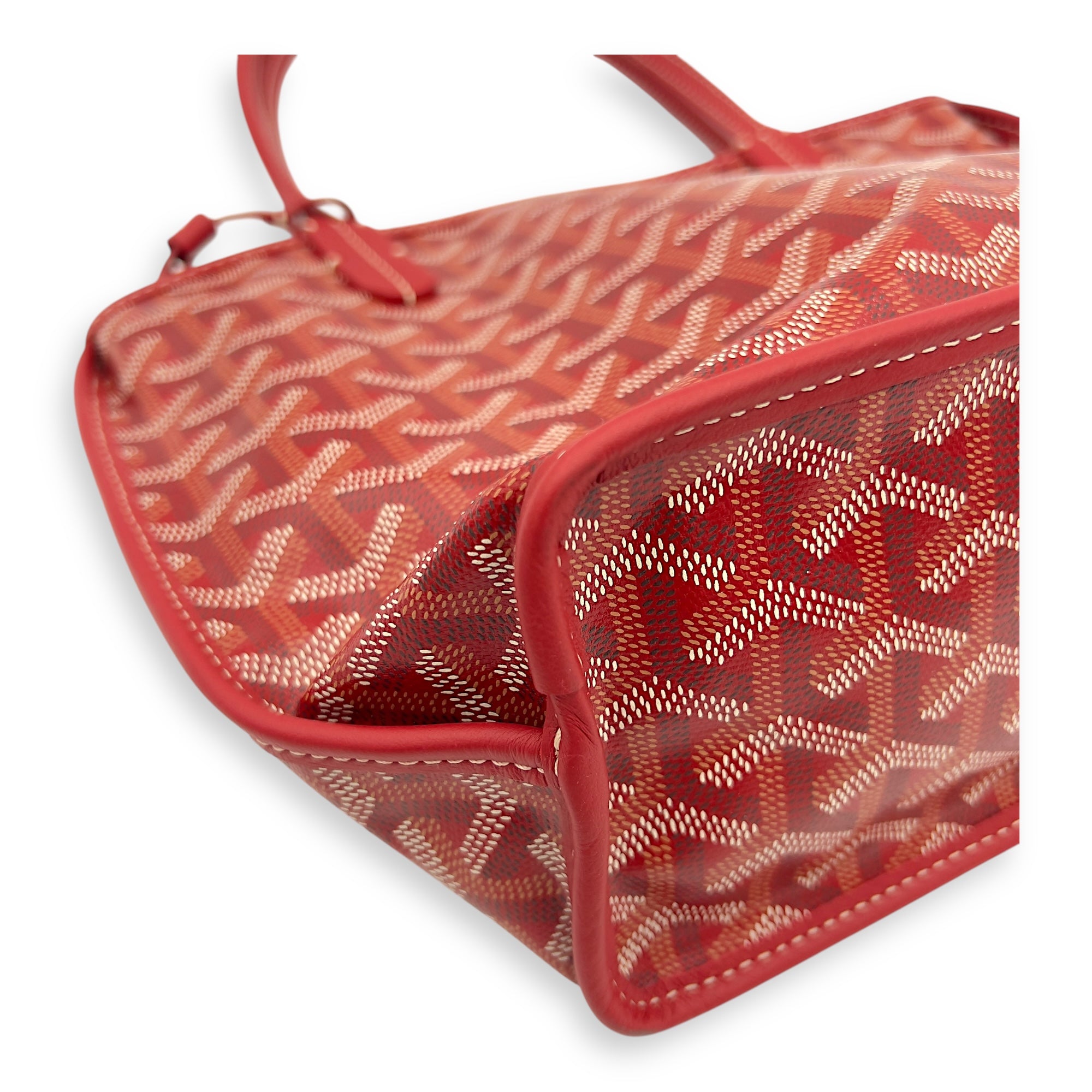 Goyard Anjou Tote Bag Mini Red in Coated Canvas, Silver hardware_7