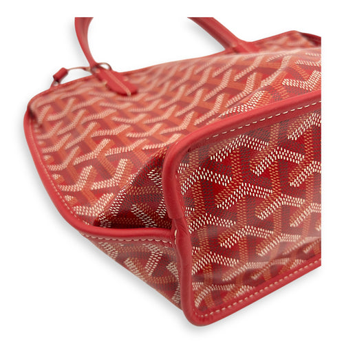Goyard Anjou Tote Bag Mini Red in Coated Canvas, Silver hardware_7