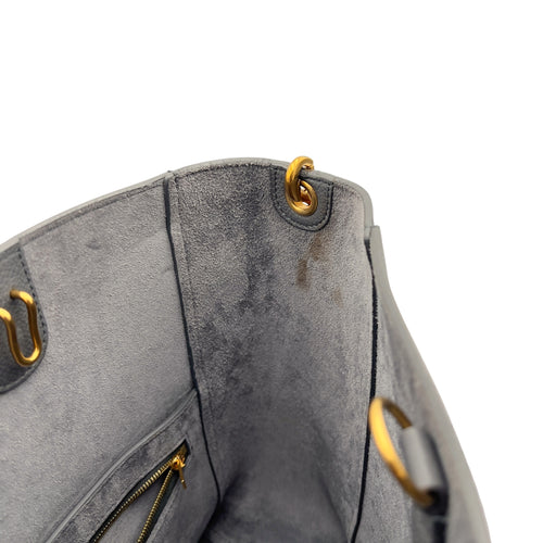 Celine Sangle Shoulder Bag Grey in Calfskin, Gold hardware_9