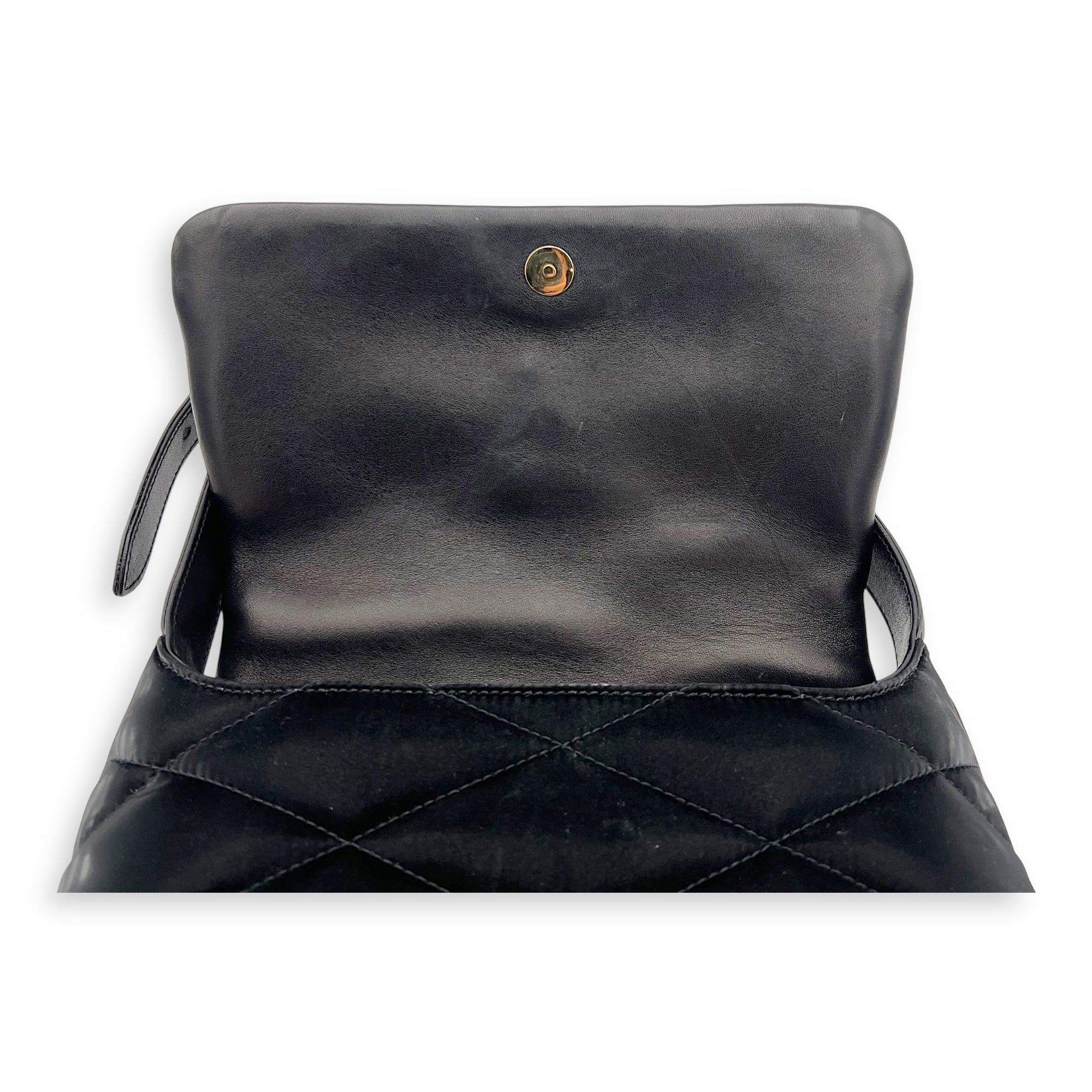 Saint Laurent Le 57 Black Shoulder Bag in Satin, Gold hardware_5