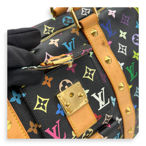 Louis Vuitton Keepall Top Handle Bag Multi-colour in Coated Canvas, Gold hardware_7