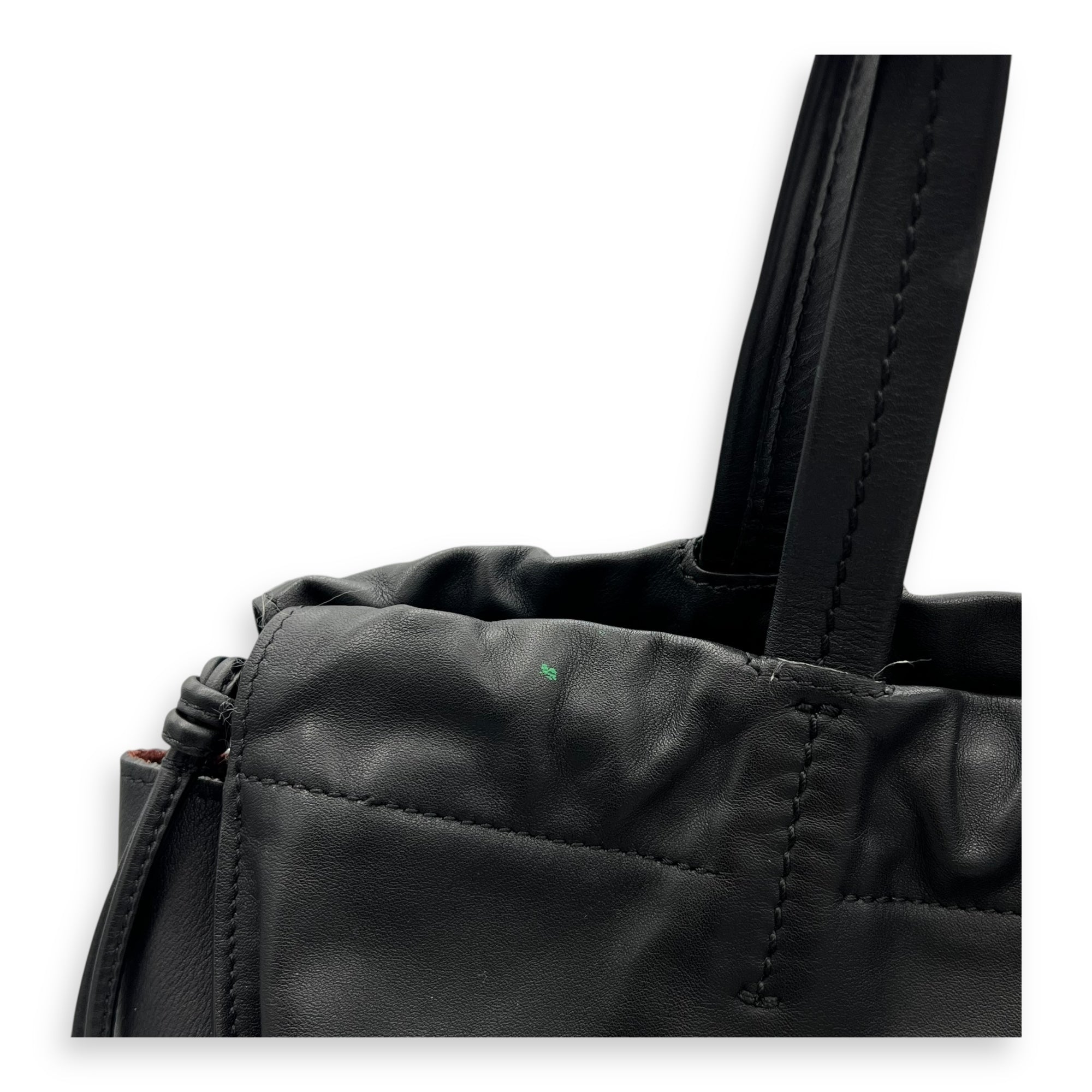 Celine Drawstring Top Handle Bag Black in Calfskin, Silver hardware_7
