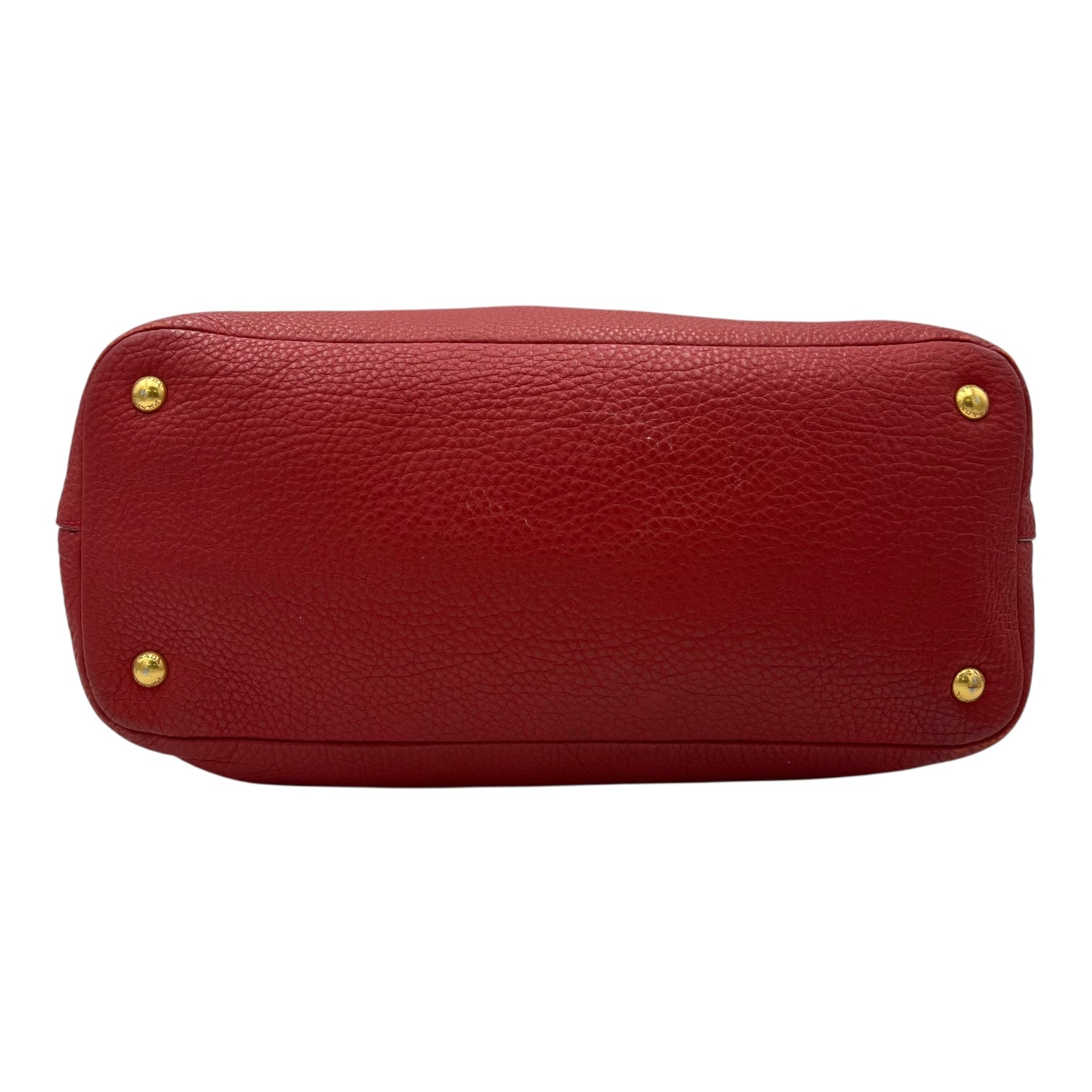 Prada Logo Top Handle Bag Red in Calfskin, Gold hardware_5