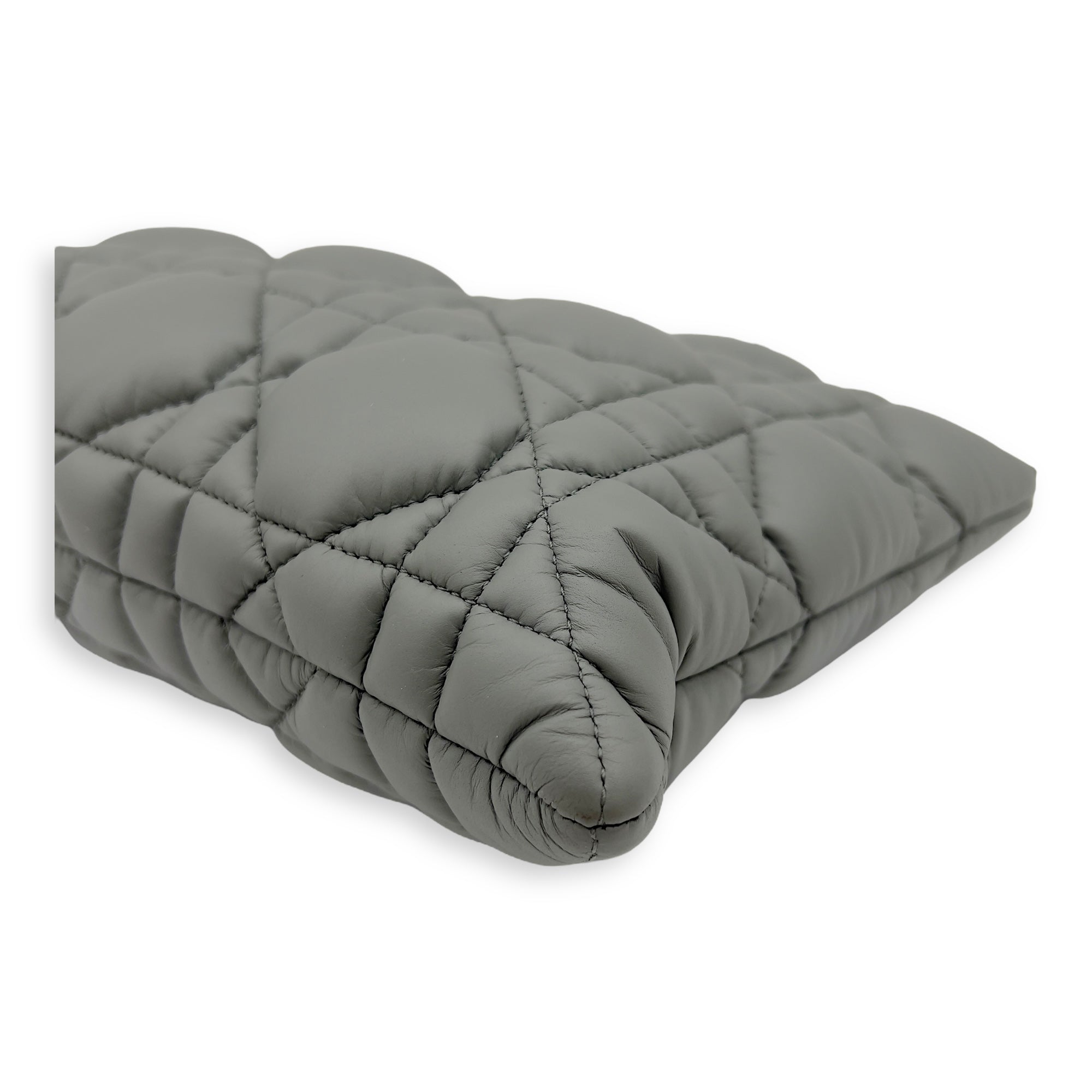 Christian Dior Caro Pouch Grey in Cannage Quilted Padded, Gold hardware_5